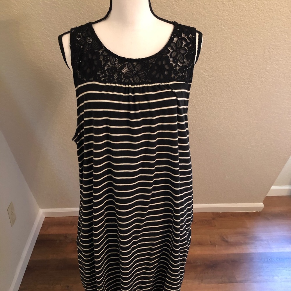 Black and white striped dress